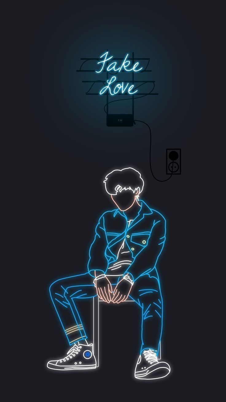 Fake Love Neon Outline - neon wallpaper for OpersCraft