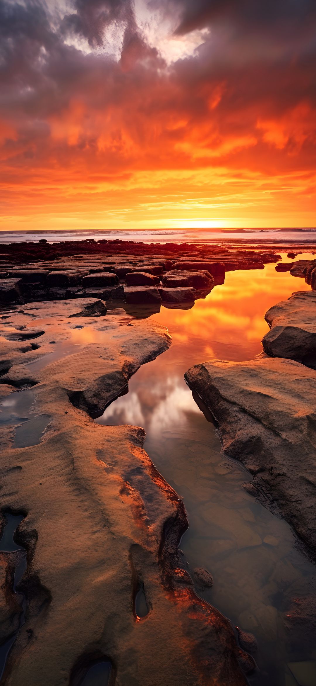 Fiery Coastal Sunset - beach wallpaper for OpersCraft