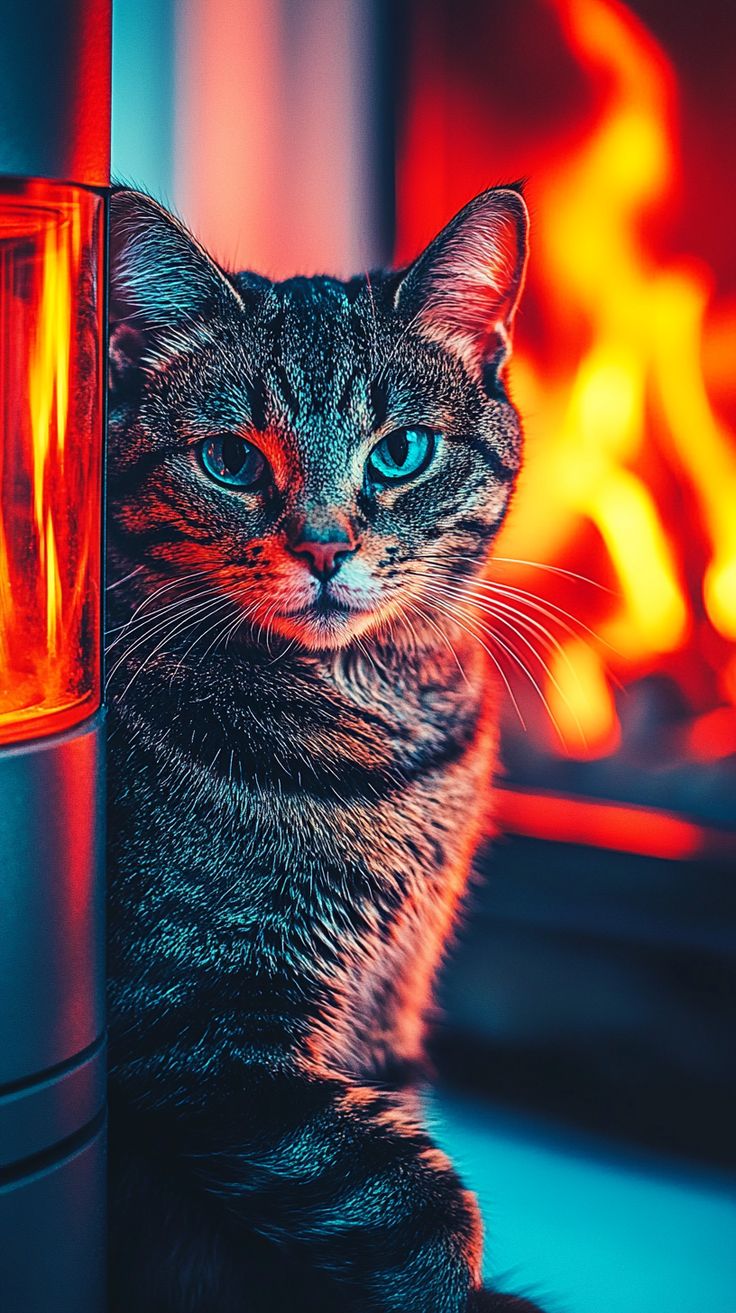 Fiery Feline Portrait - dope wallpaper for OpersCraft
