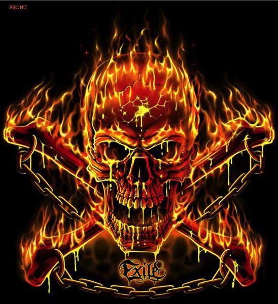 Flaming Skull and Bones - skull wallpaper for OpersCraft