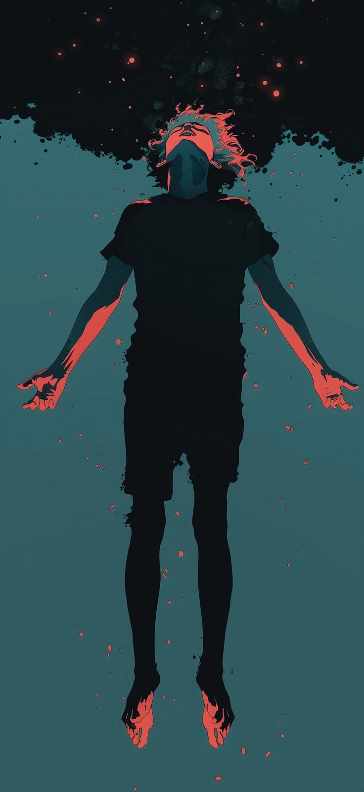 Floating Figure Cosmic Glow - digital art wallpaper for OpersCraft