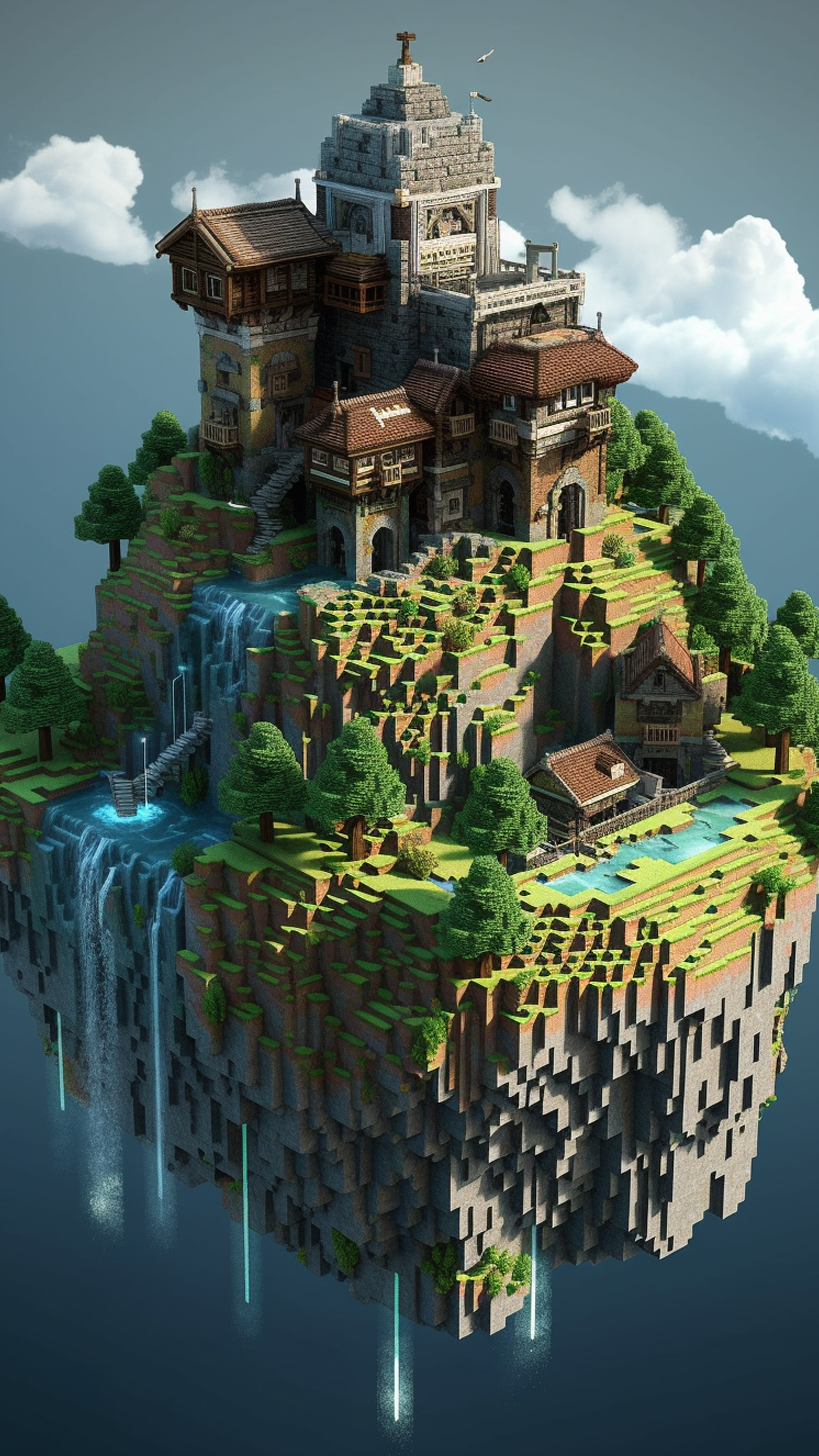 Floating Minecraft Island Castle - minecraft wallpaper for OpersCraft