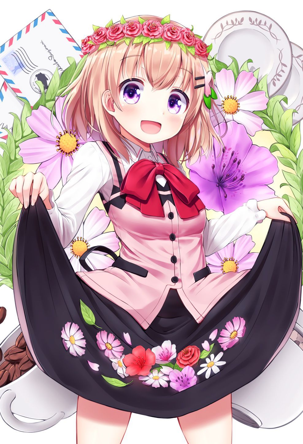 Floral Anime Girl Portrait - anime wallpaper for OpersCraft