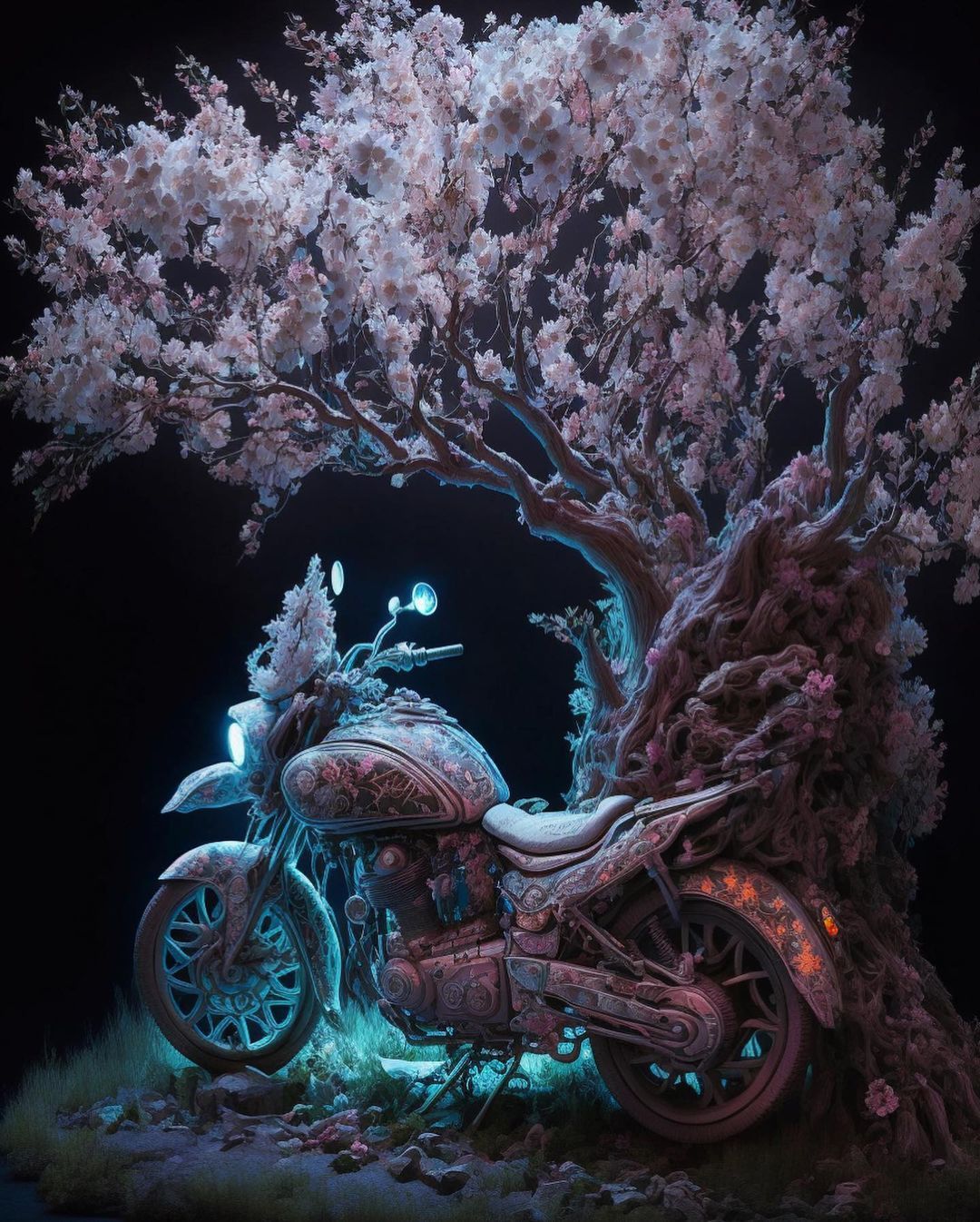Floral Motorcycle Dreamscape - fantasy wallpaper for OpersCraft