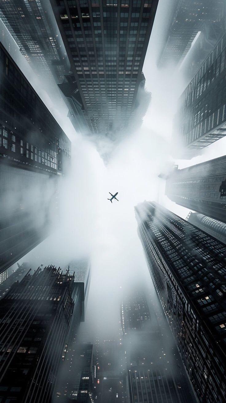 Foggy City Airplane View - city wallpaper for OpersCraft