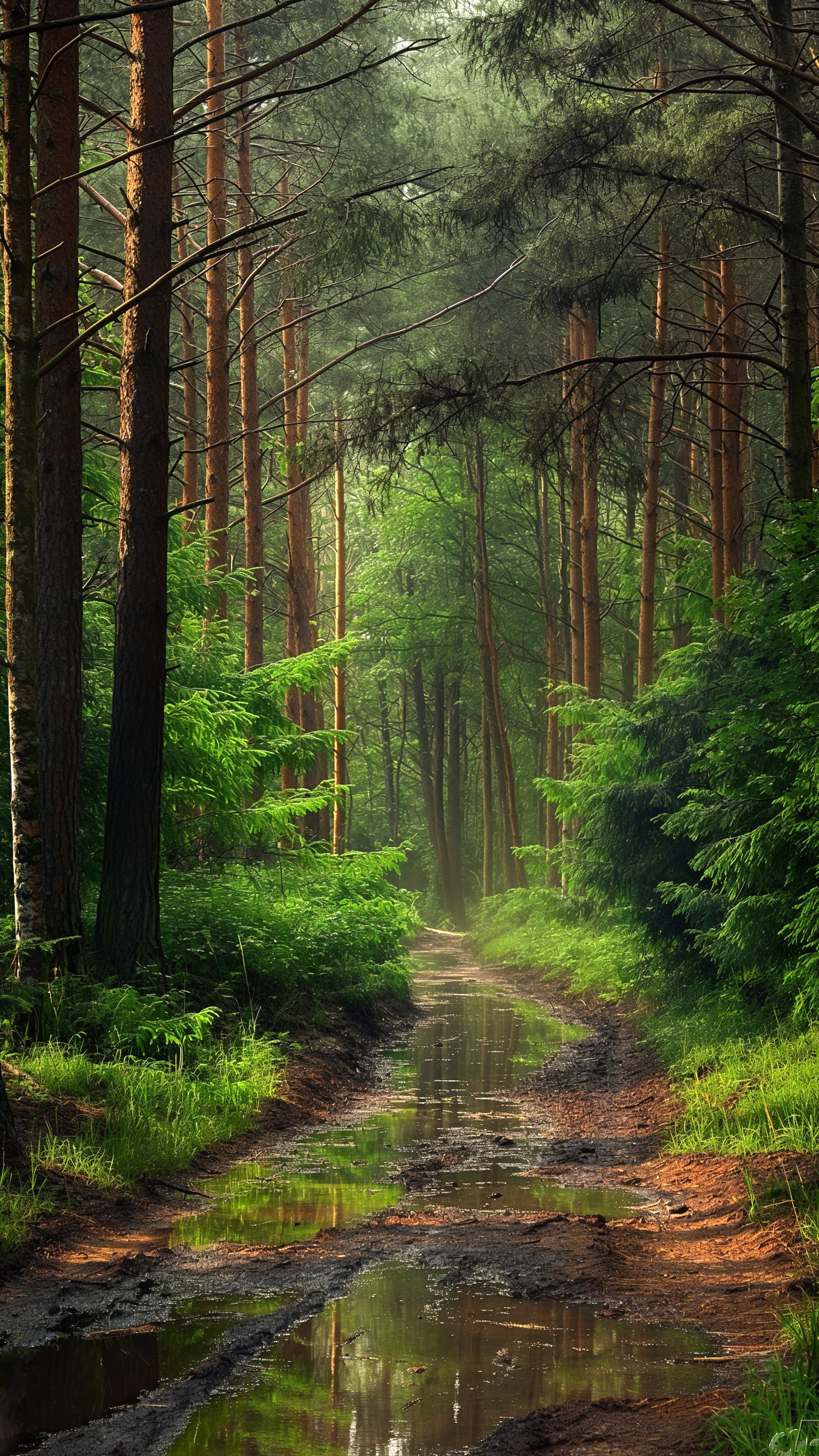 Forest Path Reflection - landscape wallpaper for OpersCraft