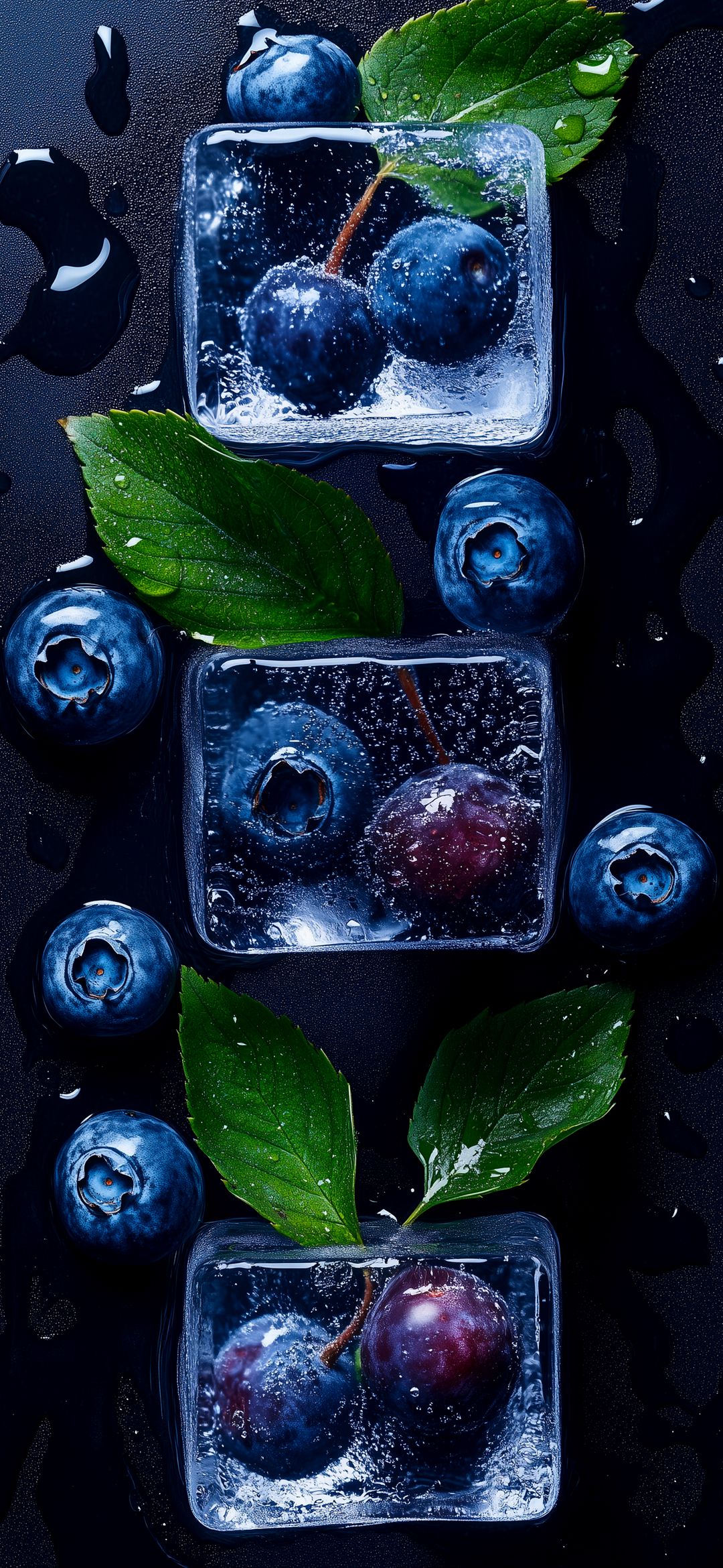 Frozen Blueberries and Leaves - fruit wallpaper for OpersCraft