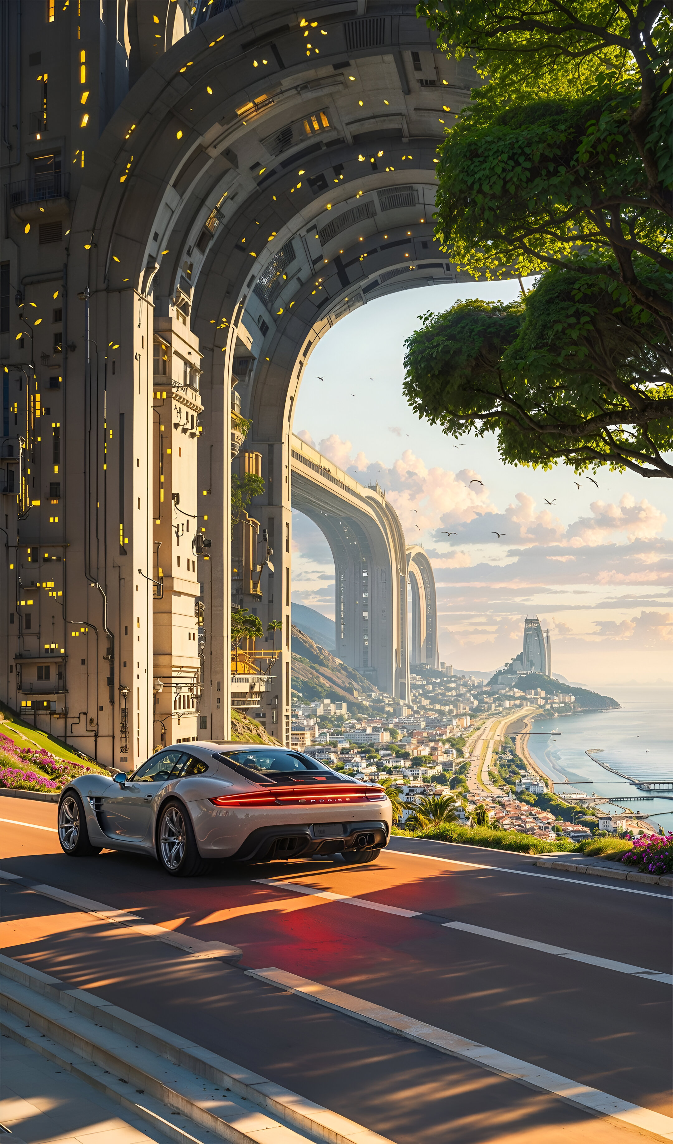 Futuristic Coastal Drive - architecture wallpaper for OpersCraft