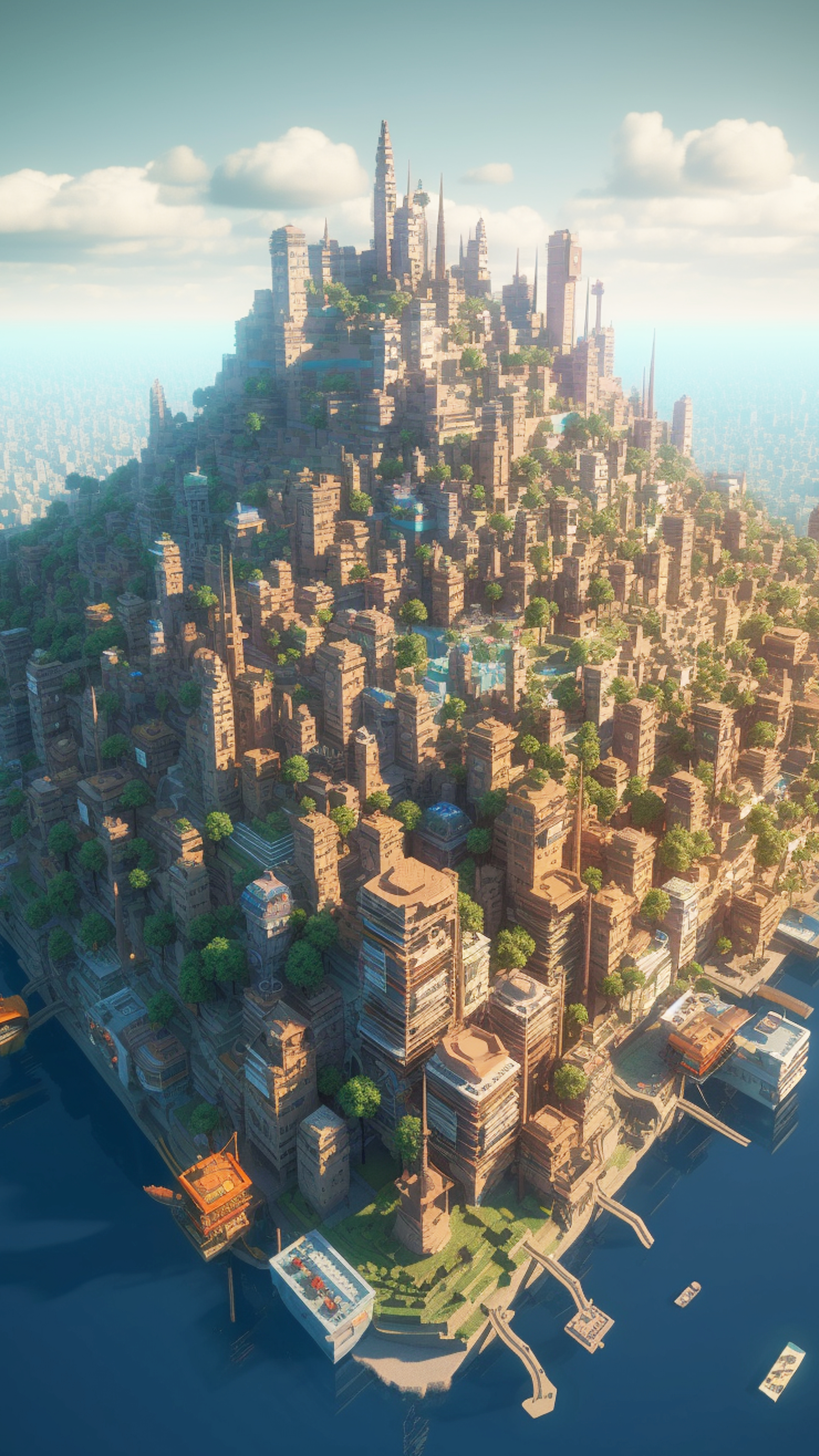 Futuristic Island Cityscape - minecraft wallpaper for OpersCraft