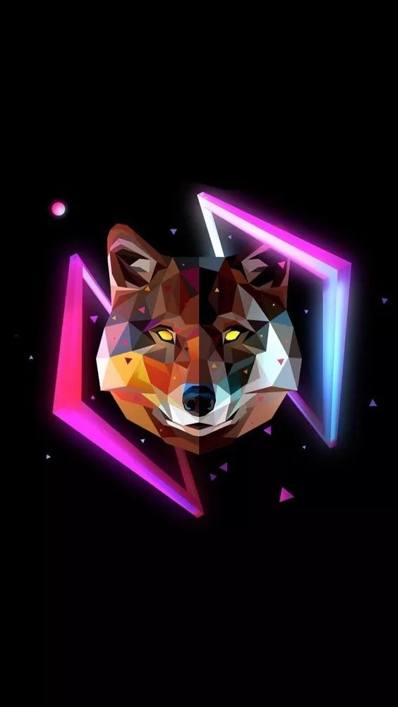 Geometric Neon Wolf - animals wallpaper for OpersCraft