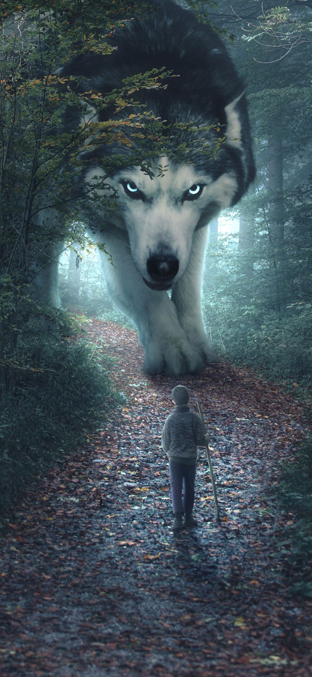 Giant Wolf Encounter - fantasy wallpaper for OpersCraft
