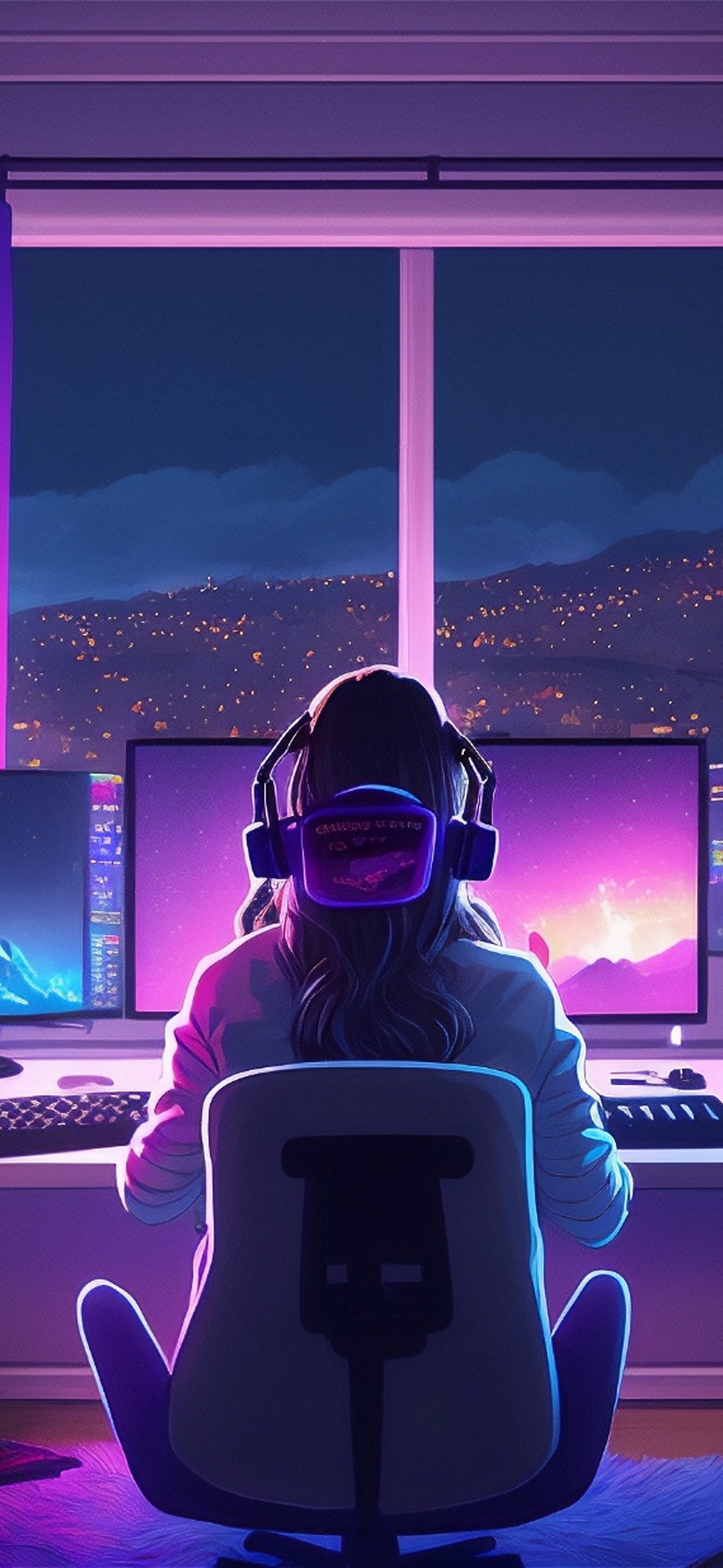 Girl Gaming at Night - games wallpaper for OpersCraft