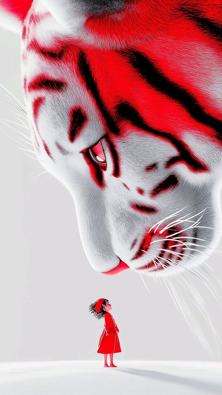 Girl Meets Giant Tiger - animal wallpaper for OpersCraft
