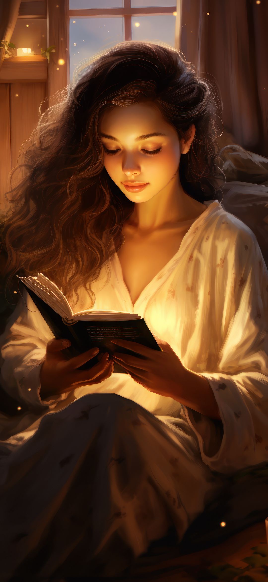 Girl Reading by Candlelight - fantasy wallpaper for OpersCraft