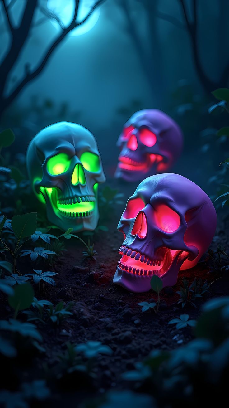 Glowing Skull Trio - skull wallpaper for OpersCraft