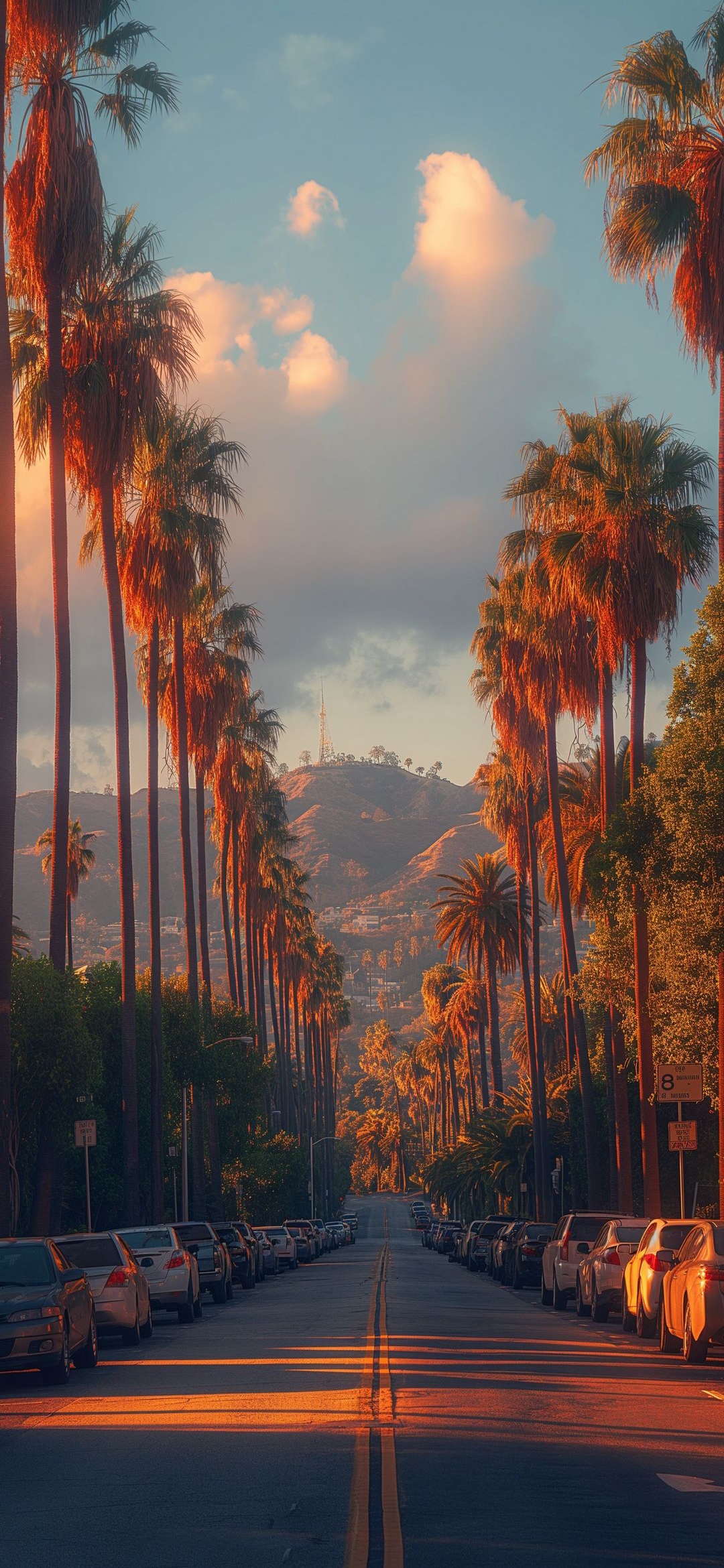Golden Hour Palm Street - random wallpaper for OpersCraft