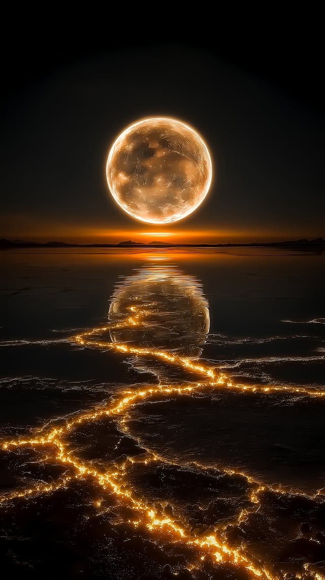 Golden Moon Reflection - moon wallpaper for OpersCraft