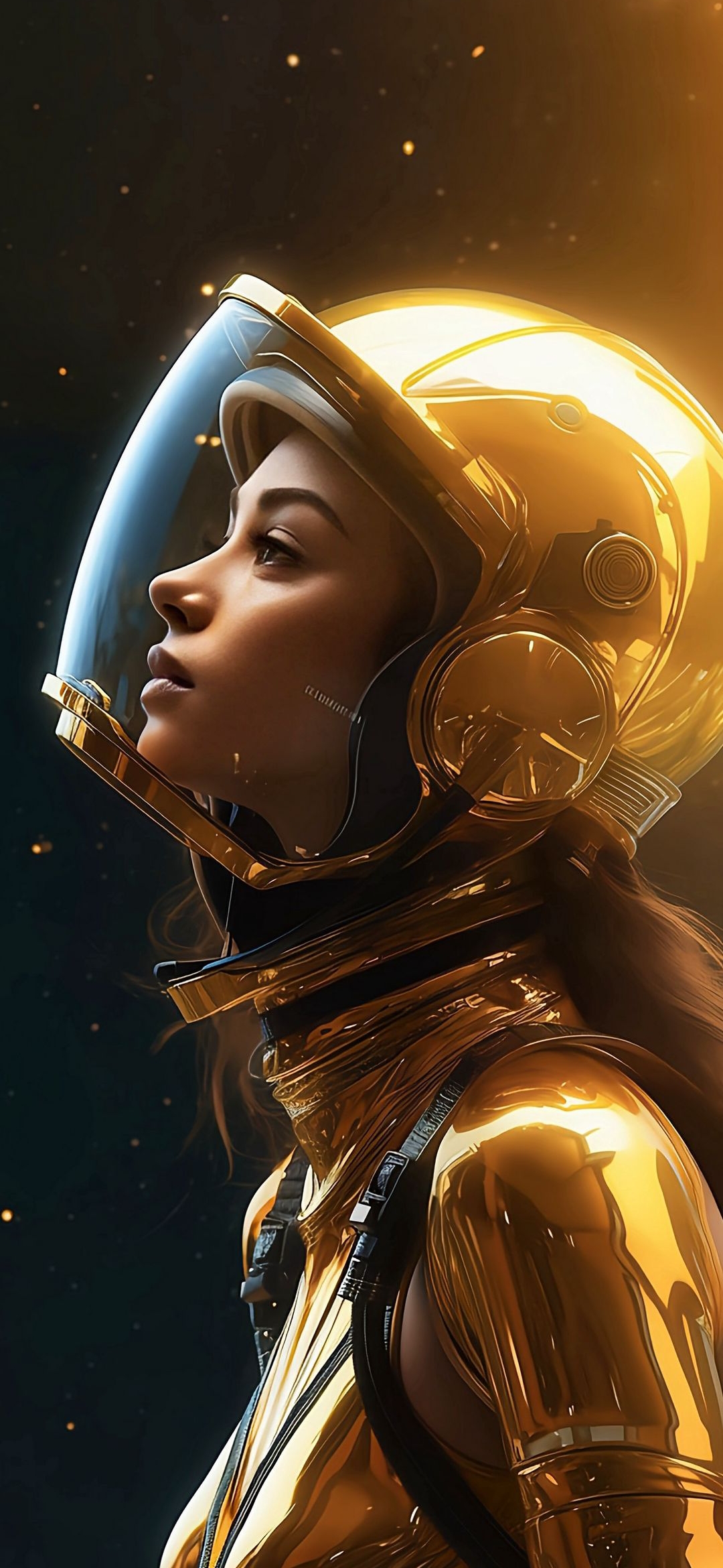 Golden Space Explorer - astronaut wallpaper for OpersCraft