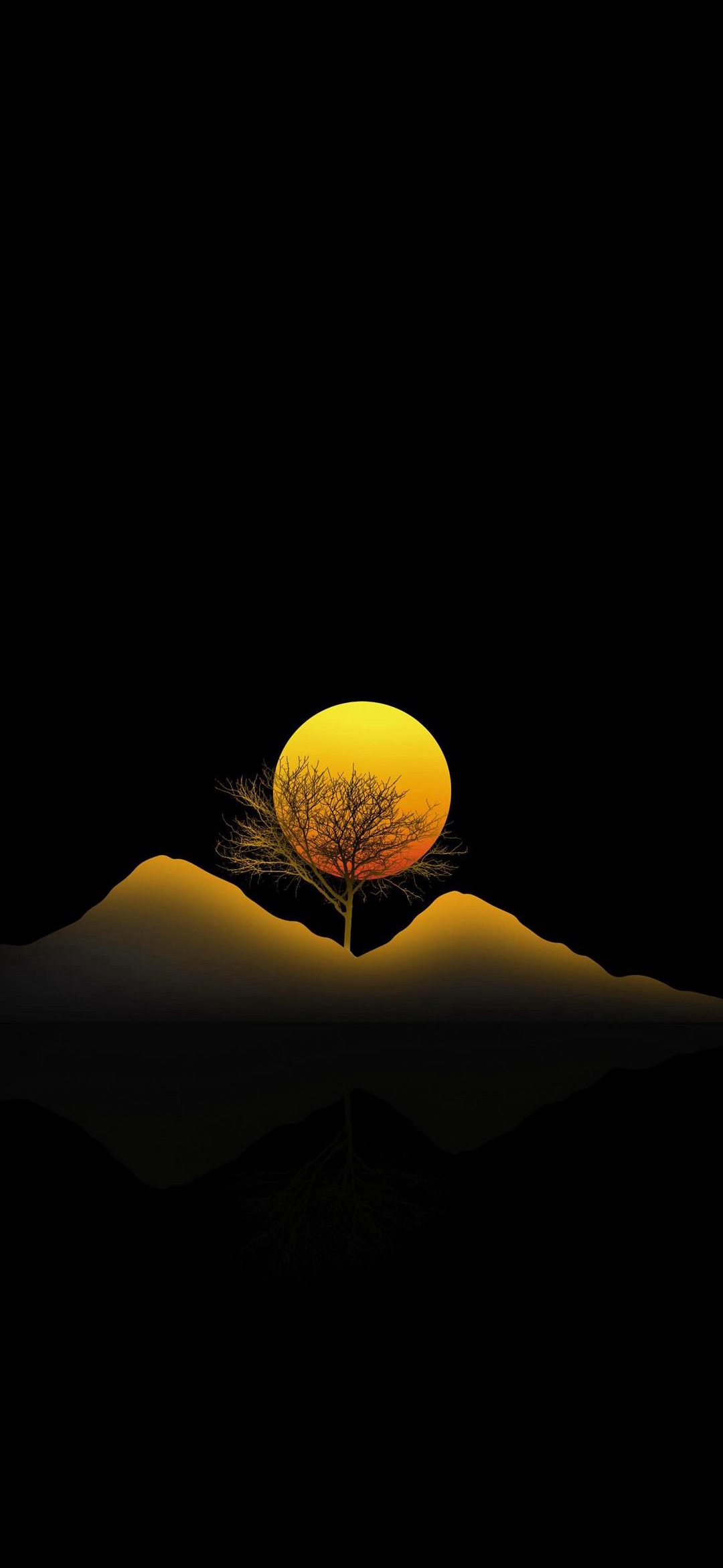 Golden Sunset Tree Reflection - minimal wallpaper for OpersCraft