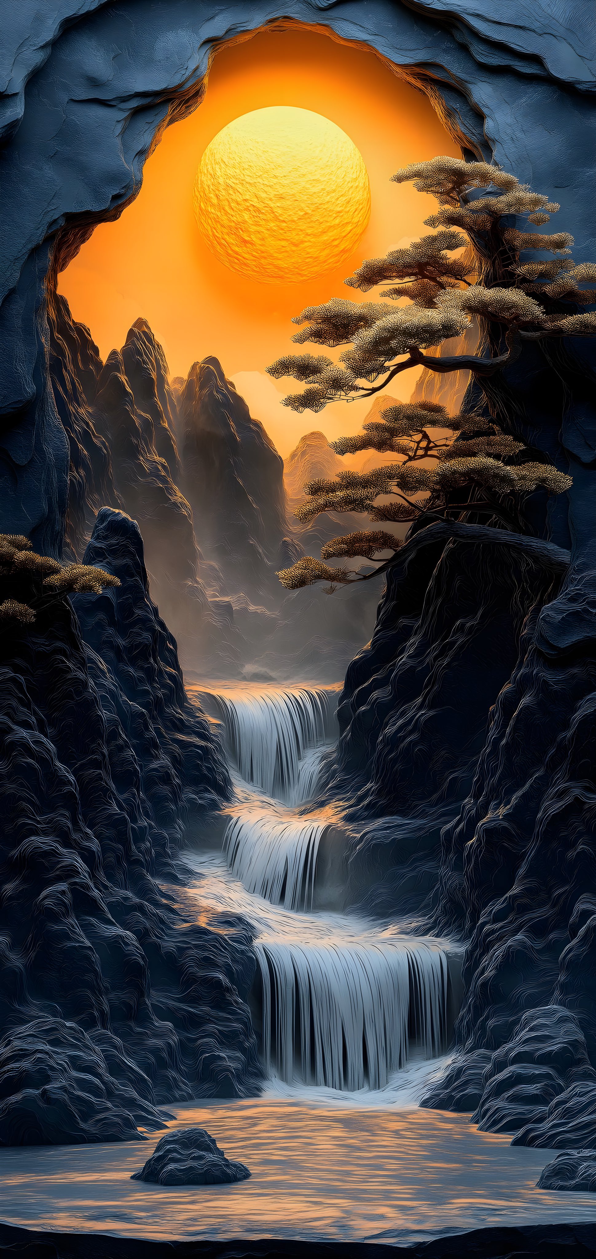 Golden Waterfall Landscape - waterfall wallpaper for OpersCraft