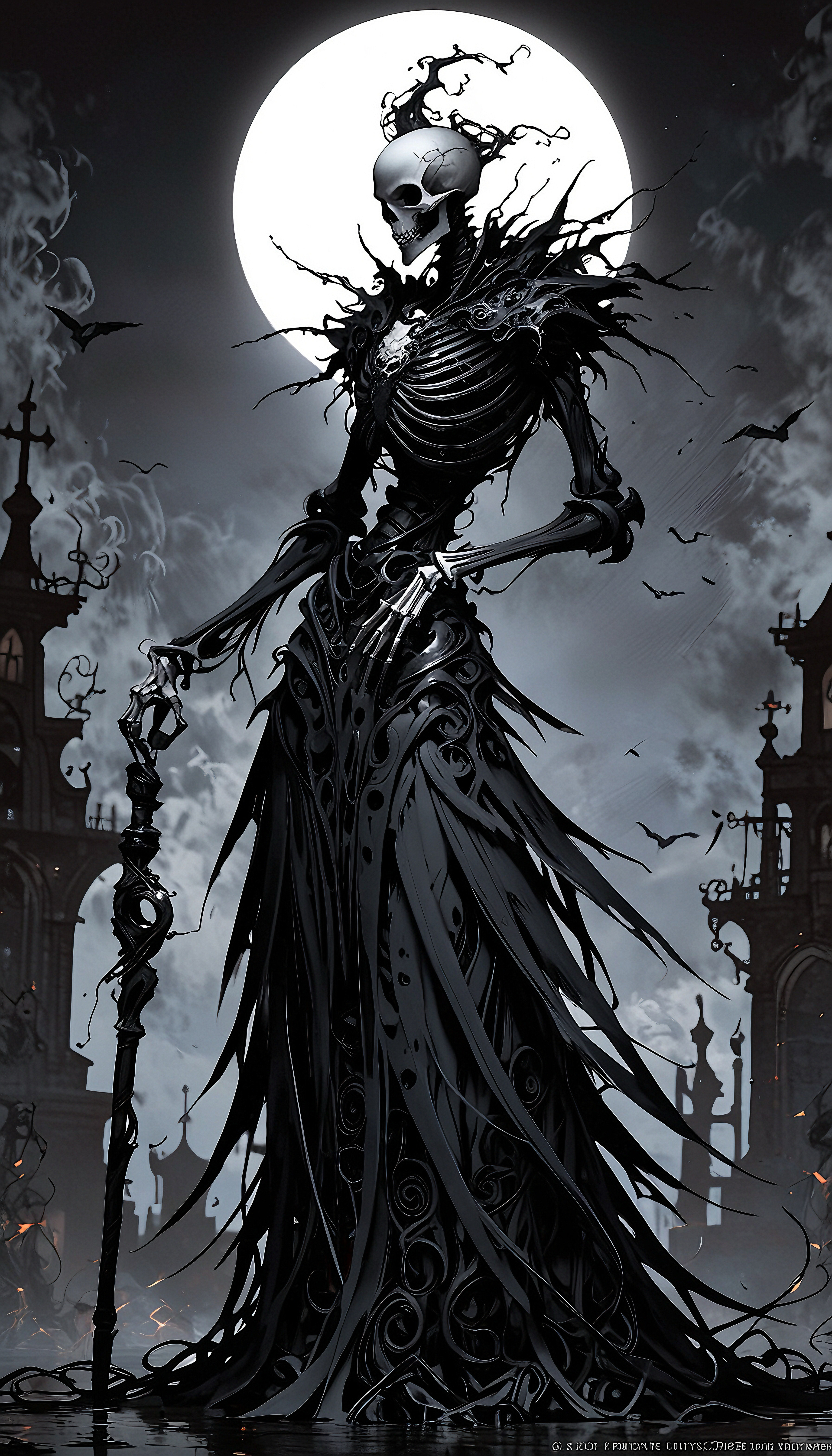 Gothic Skeleton Moon - gothic wallpaper for OpersCraft