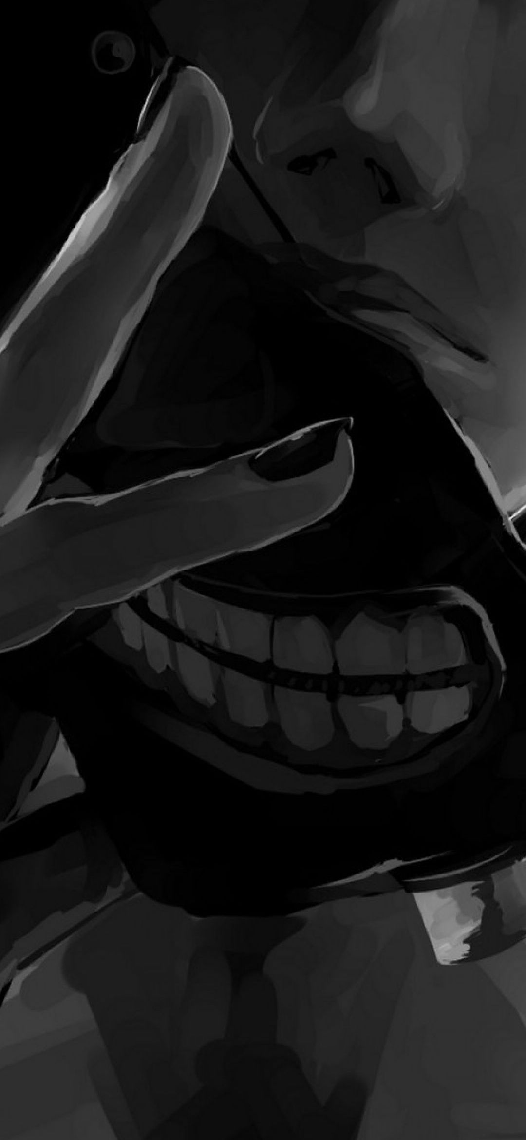Grayscale Masked Grin - horror wallpaper for OpersCraft