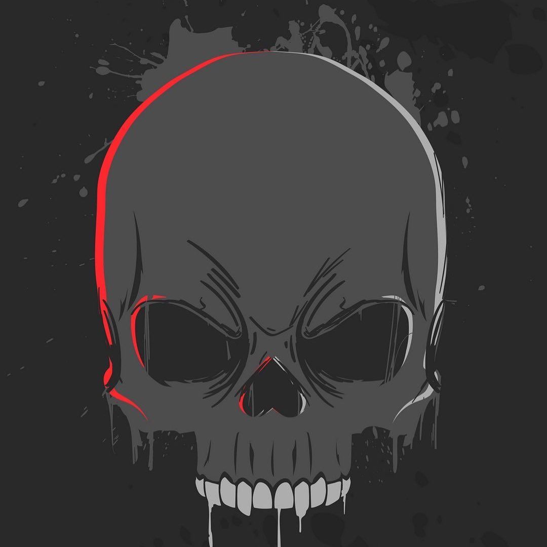 Grayscale Skull with Red Glow - skull wallpaper for OpersCraft