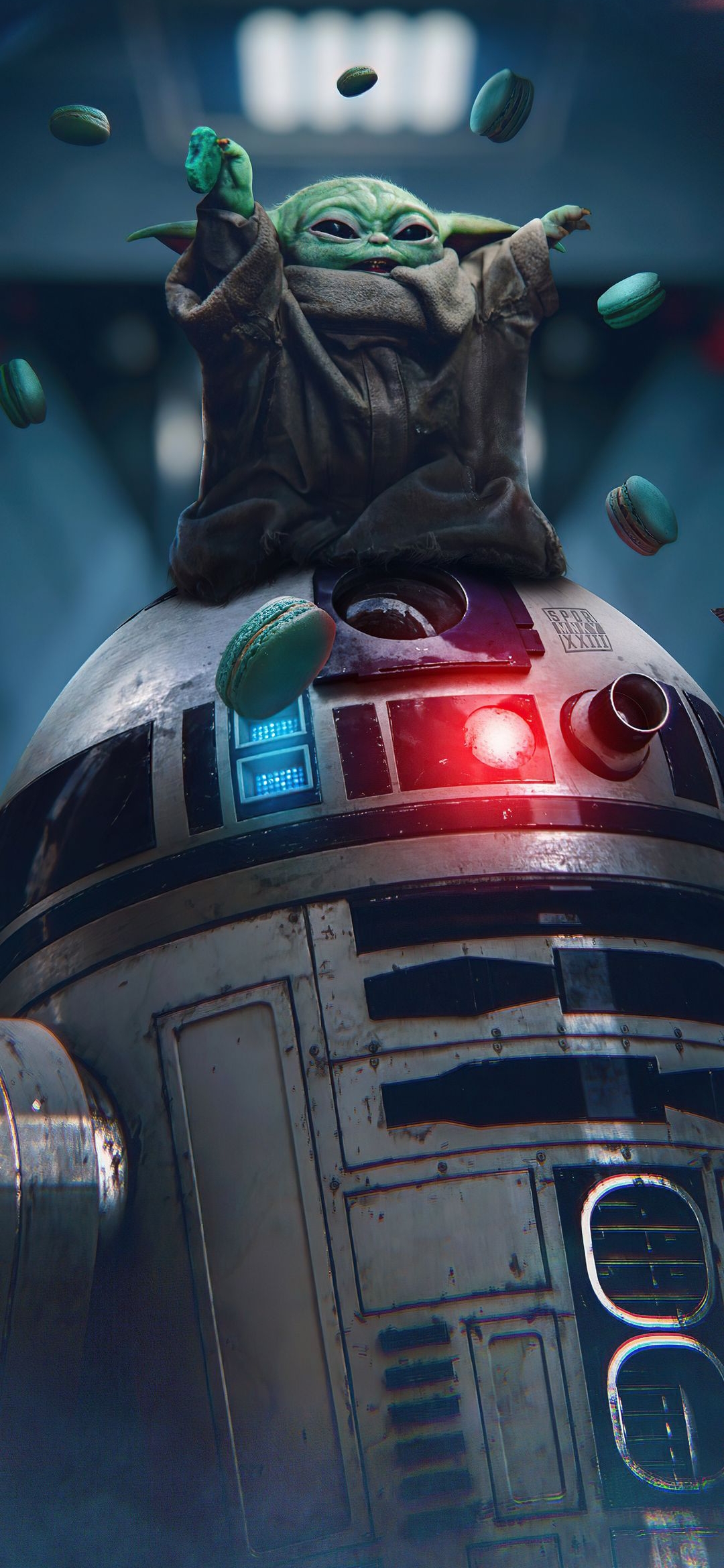Grogu and R2-D2 Macarons - star wars wallpaper for OpersCraft