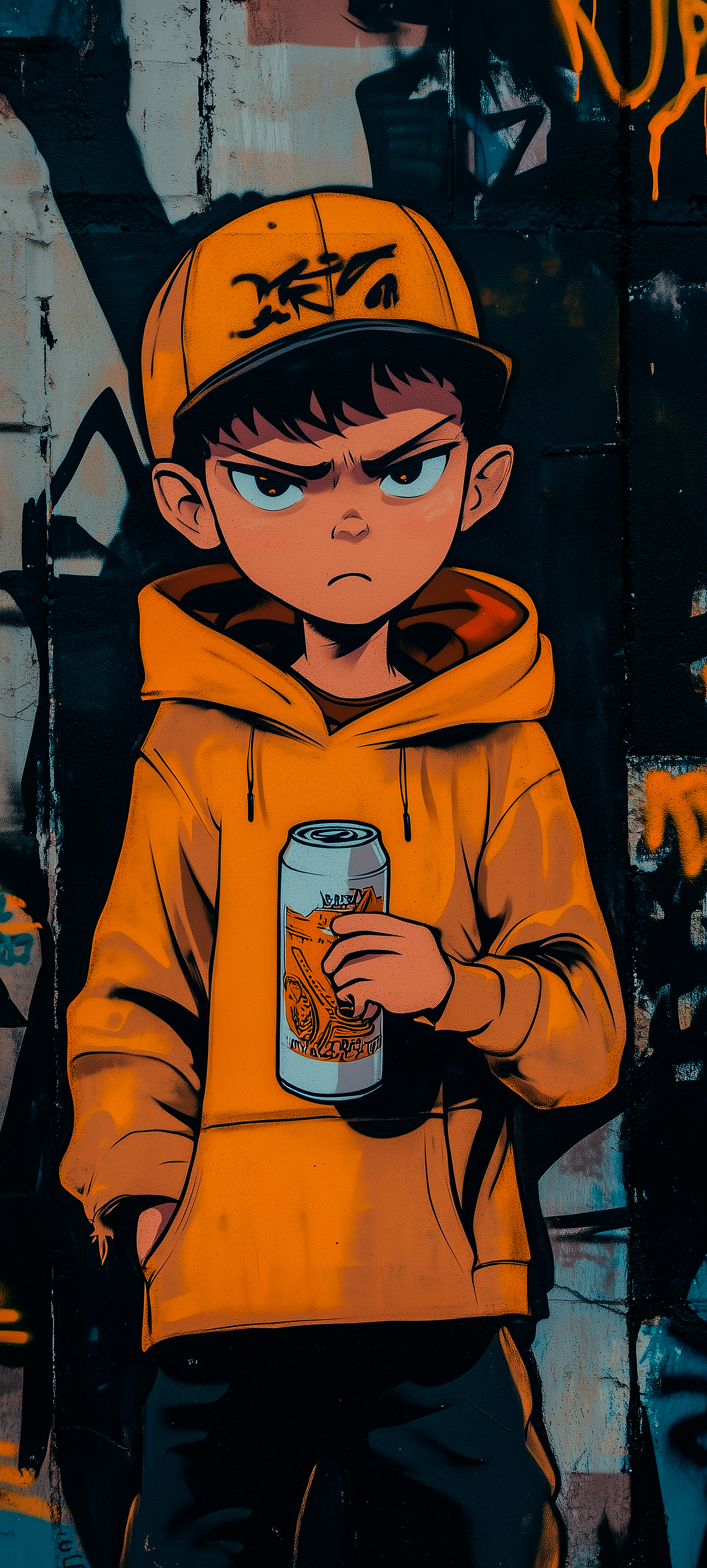 Grumpy Boy with Drink - cartoon wallpaper for OpersCraft