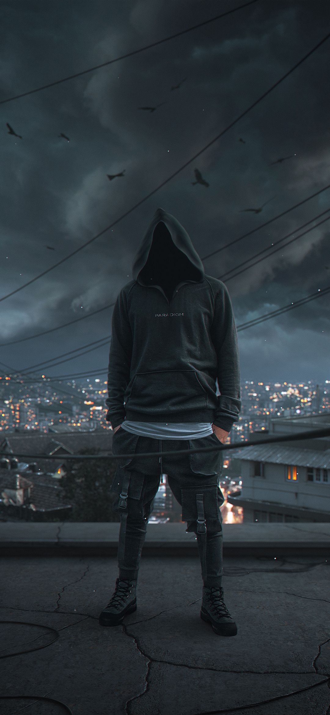 Hooded Figure Cityscape - city wallpaper for OpersCraft