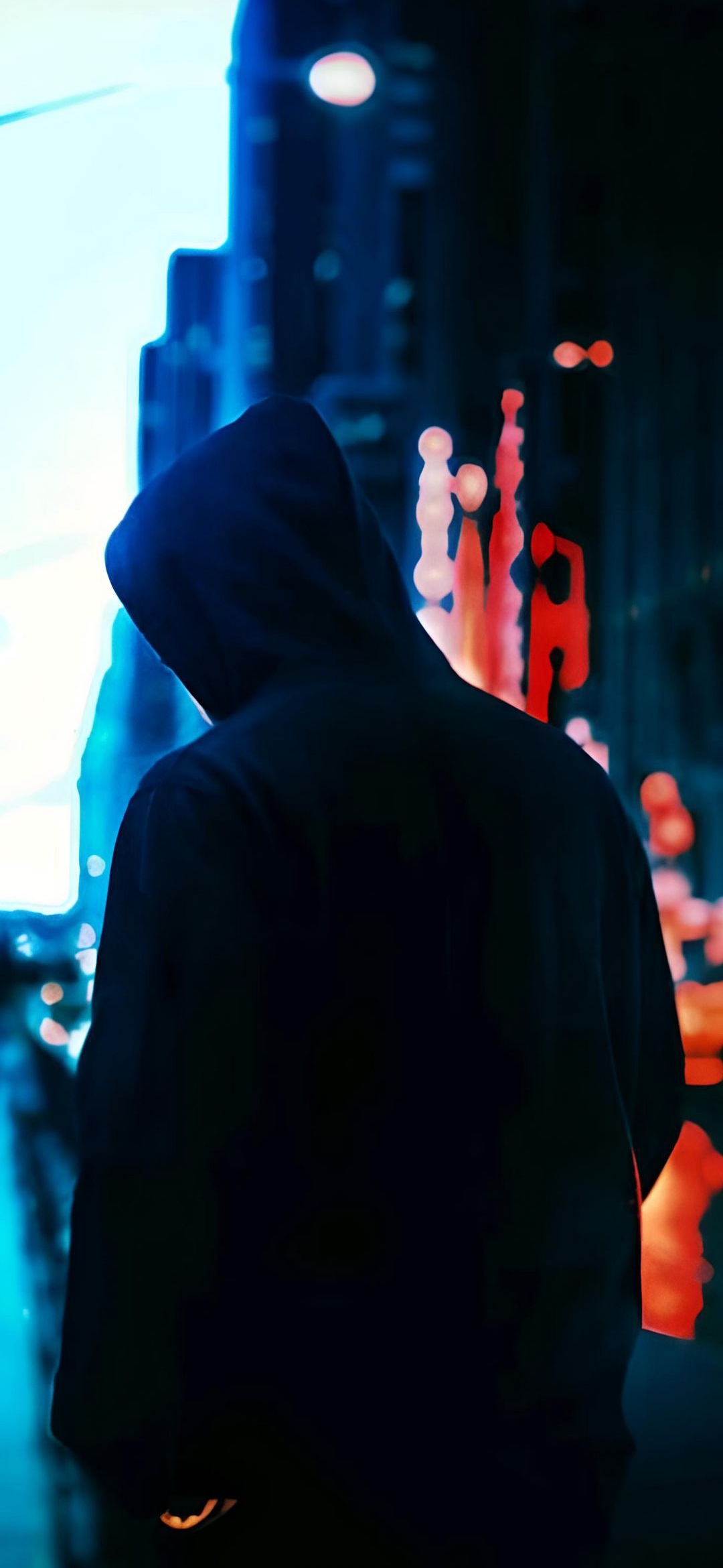 Hooded Figure in Neon City - dope wallpaper for OpersCraft