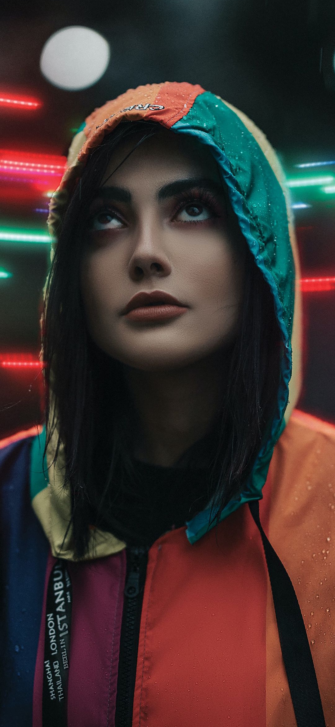 Hooded Gaze in Neon - girl wallpaper for OpersCraft