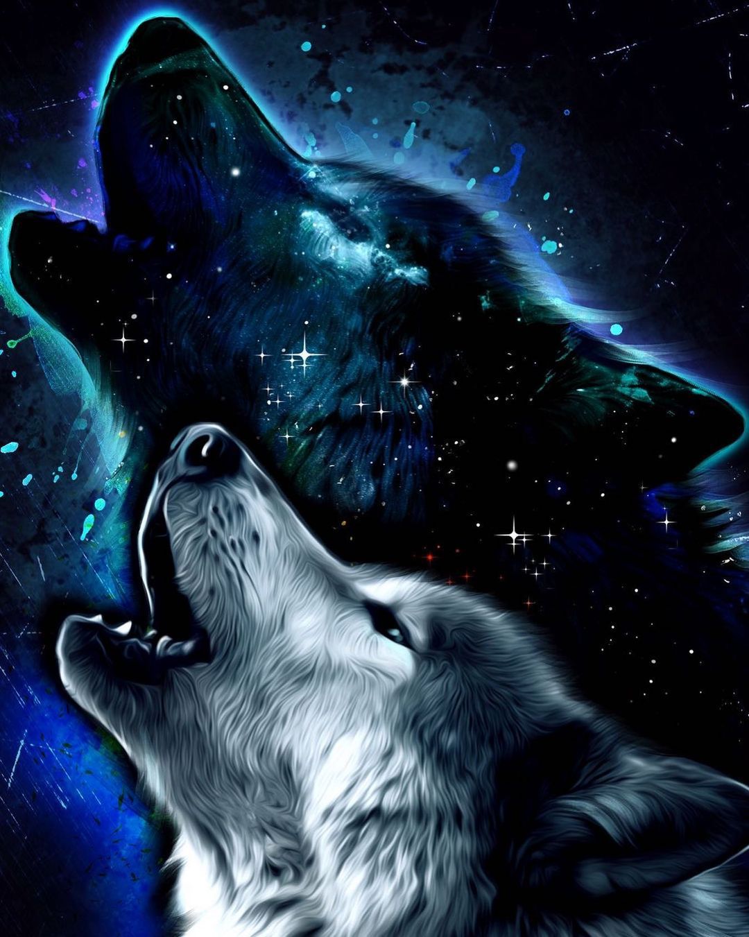 Howling Wolves Galaxy - wolf wallpaper for OpersCraft