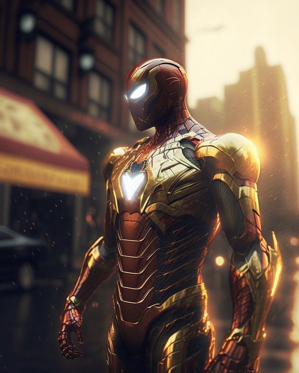 Iron Spider Armor Cityscape - marvel wallpaper for OpersCraft