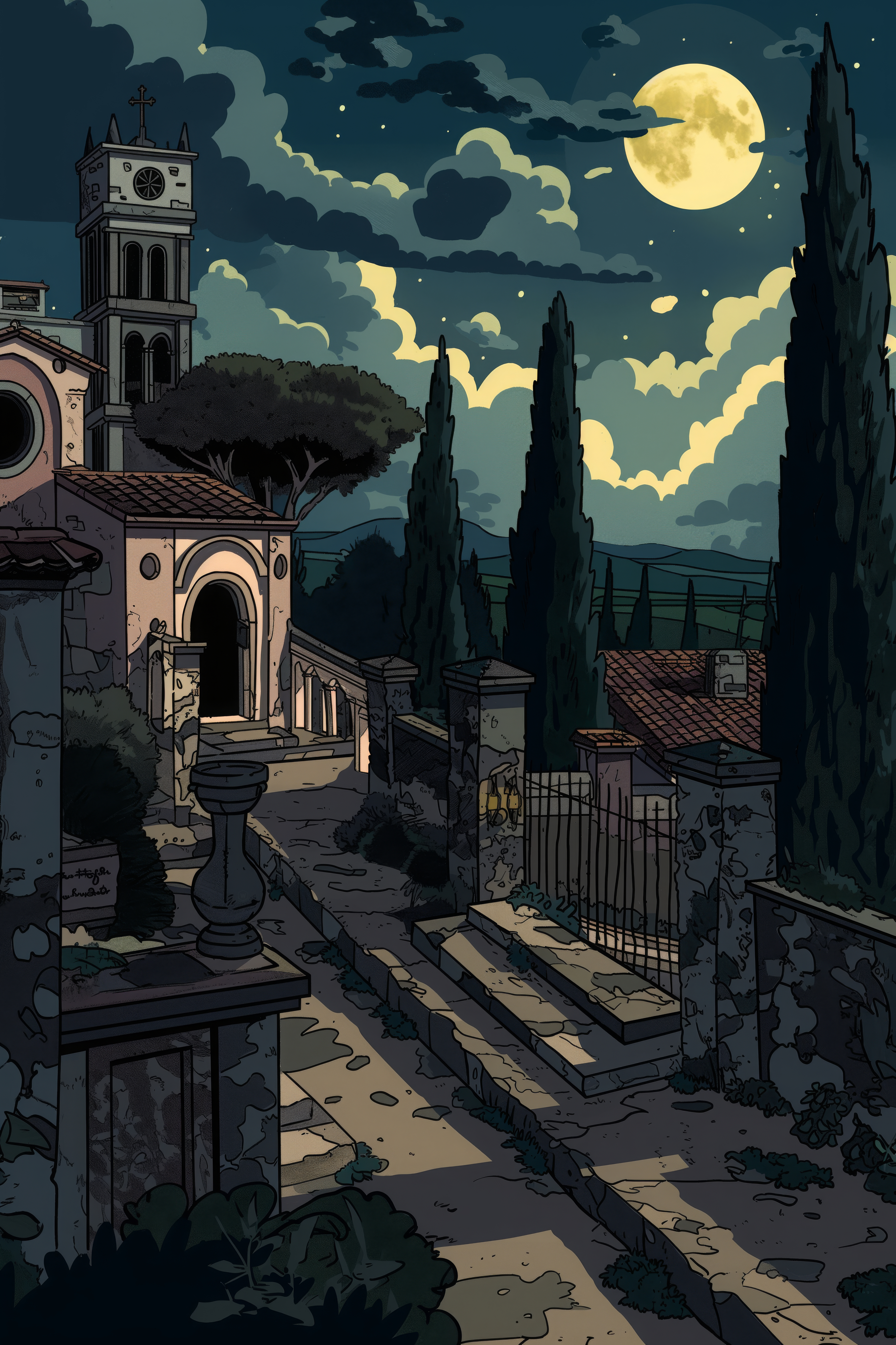 Italian Village Moonlight - random wallpaper for OpersCraft