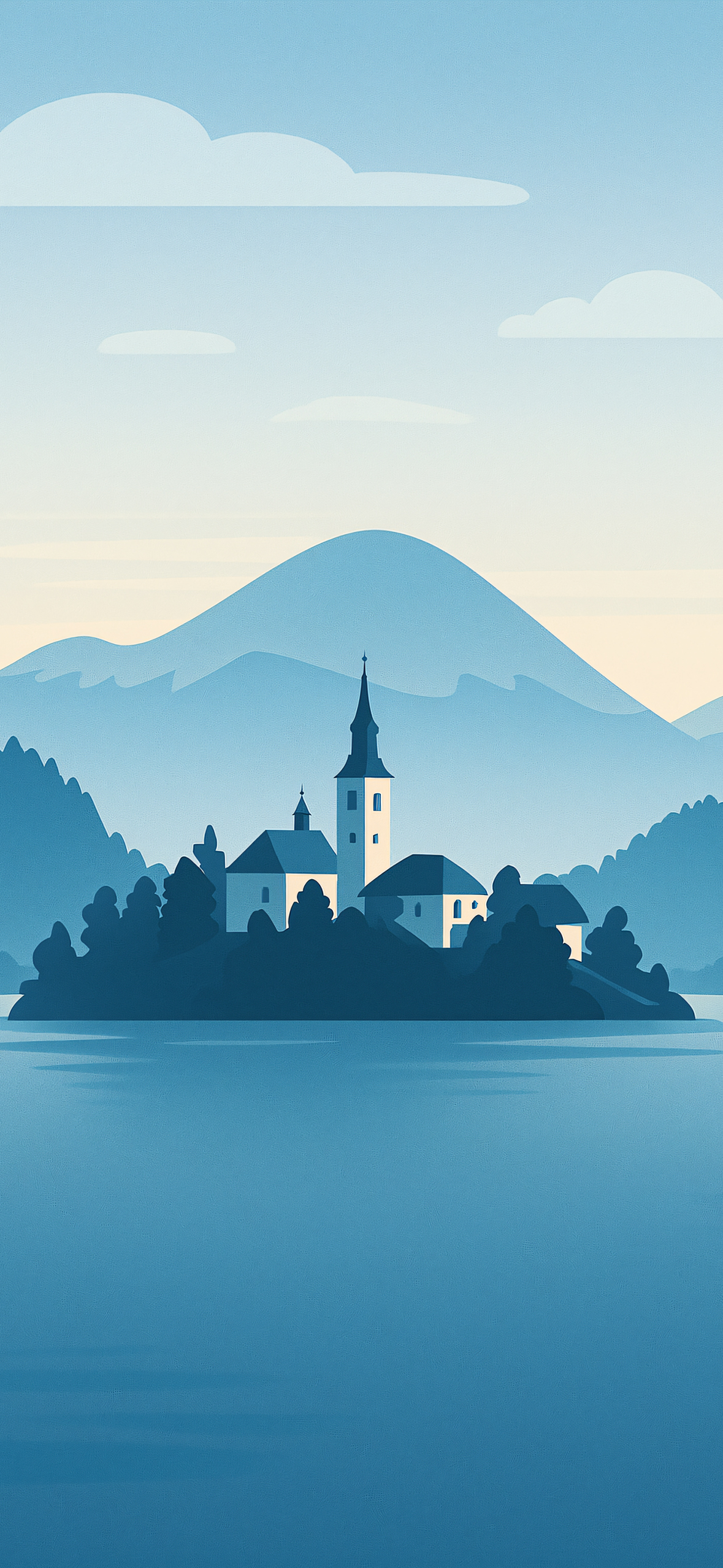 Lake Bled Minimalist Illustration - illustration wallpaper for OpersCraft