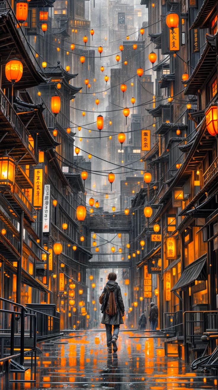 Lantern Lit Alleyway - urban wallpaper for OpersCraft