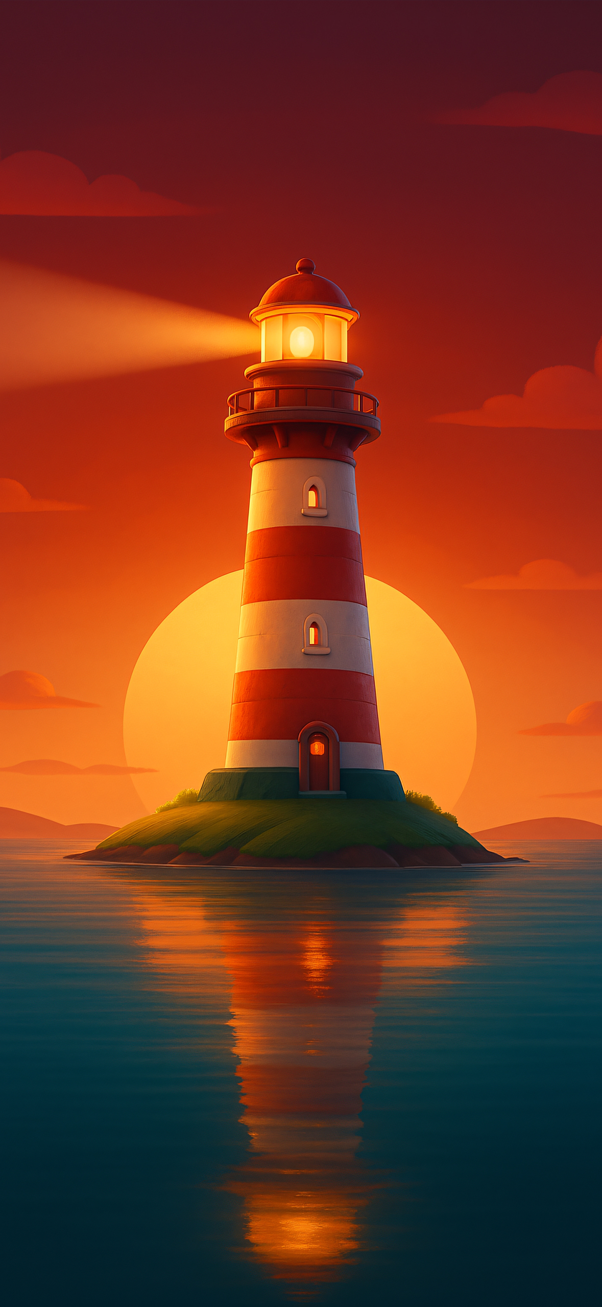 Lighthouse at Sunset Glow - illustration wallpaper for OpersCraft