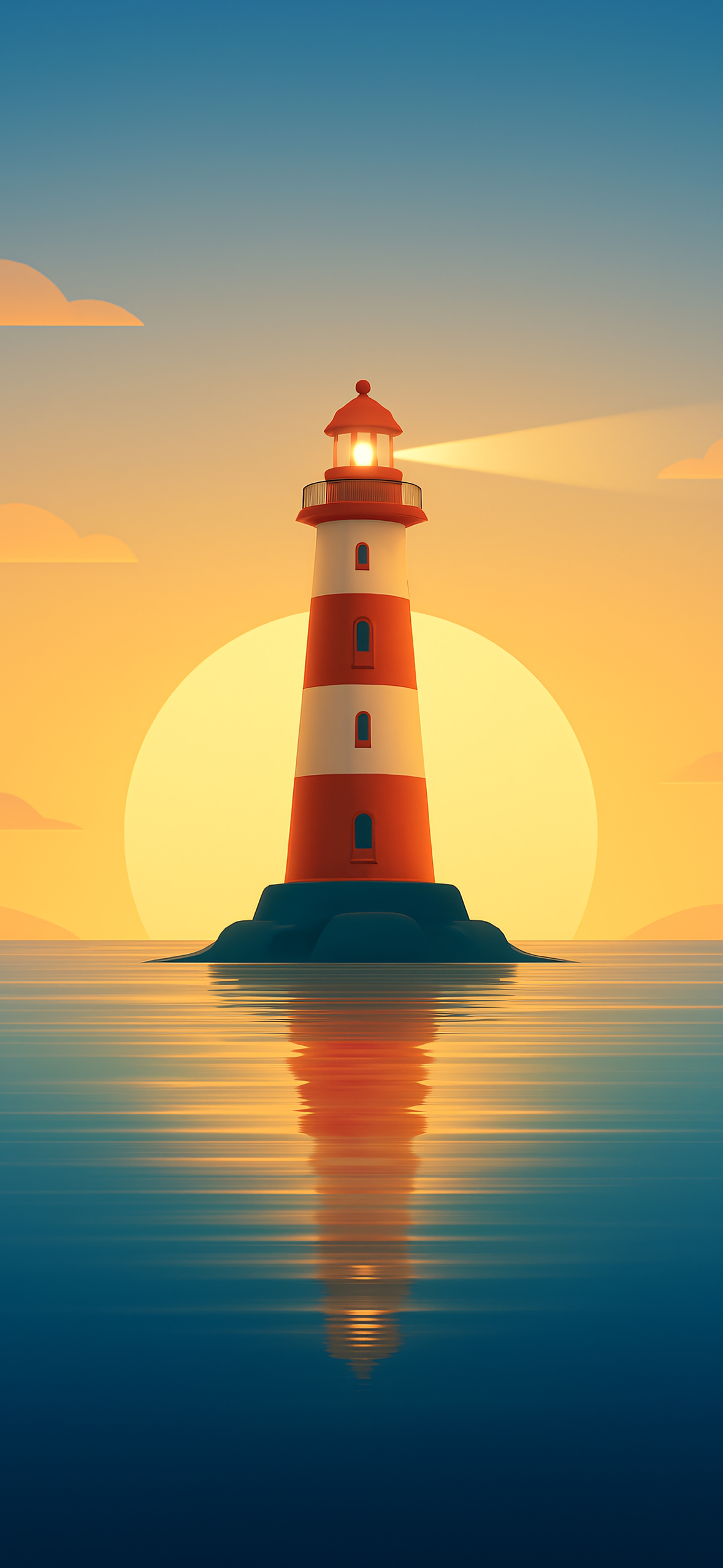 Lighthouse at Sunset Serenity - illustration wallpaper for OpersCraft