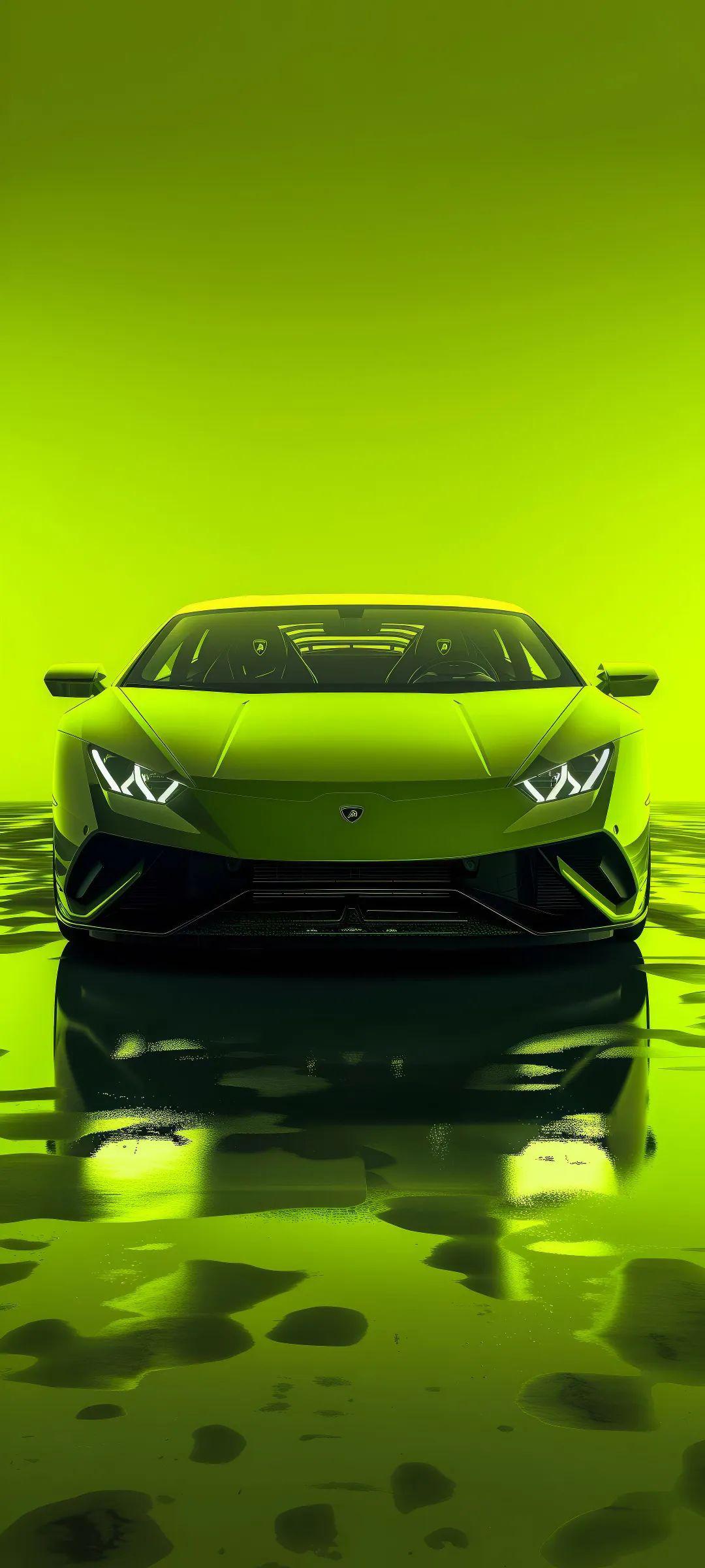 Lime Lamborghini Reflection - ferrari wallpaper for OpersCraft
