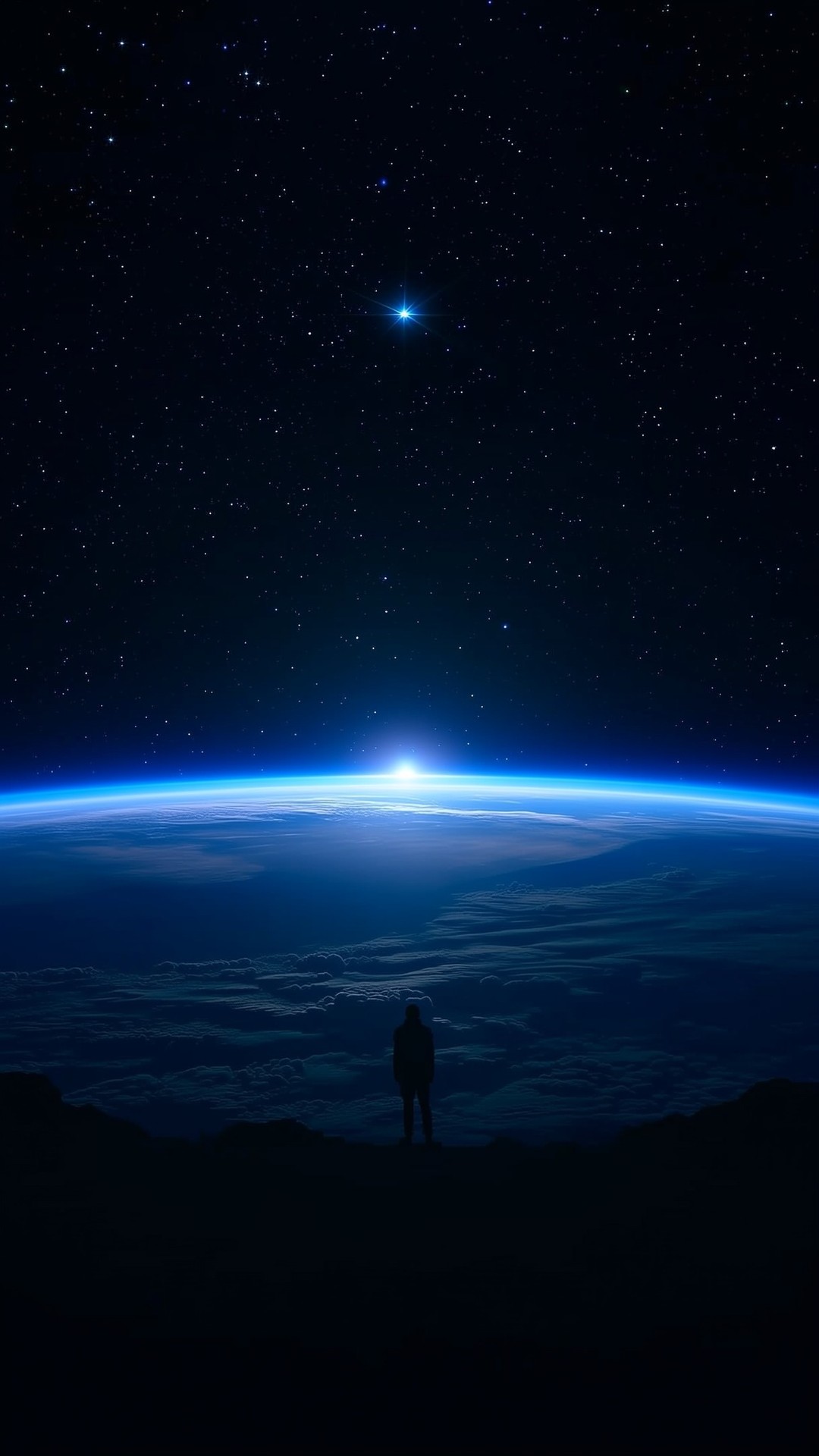 Lone Figure, Cosmic Dawn - space wallpaper for OpersCraft