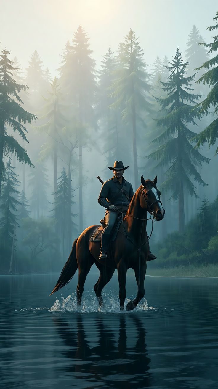 Lone Rider Forest Crossing - forest wallpaper for OpersCraft
