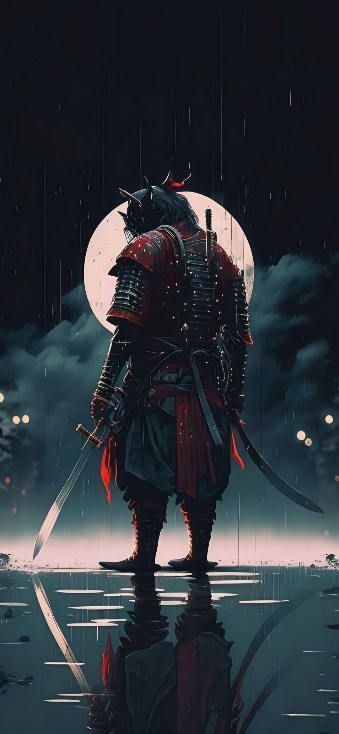 Lone Samurai Moon Reflection - samurai wallpaper for OpersCraft