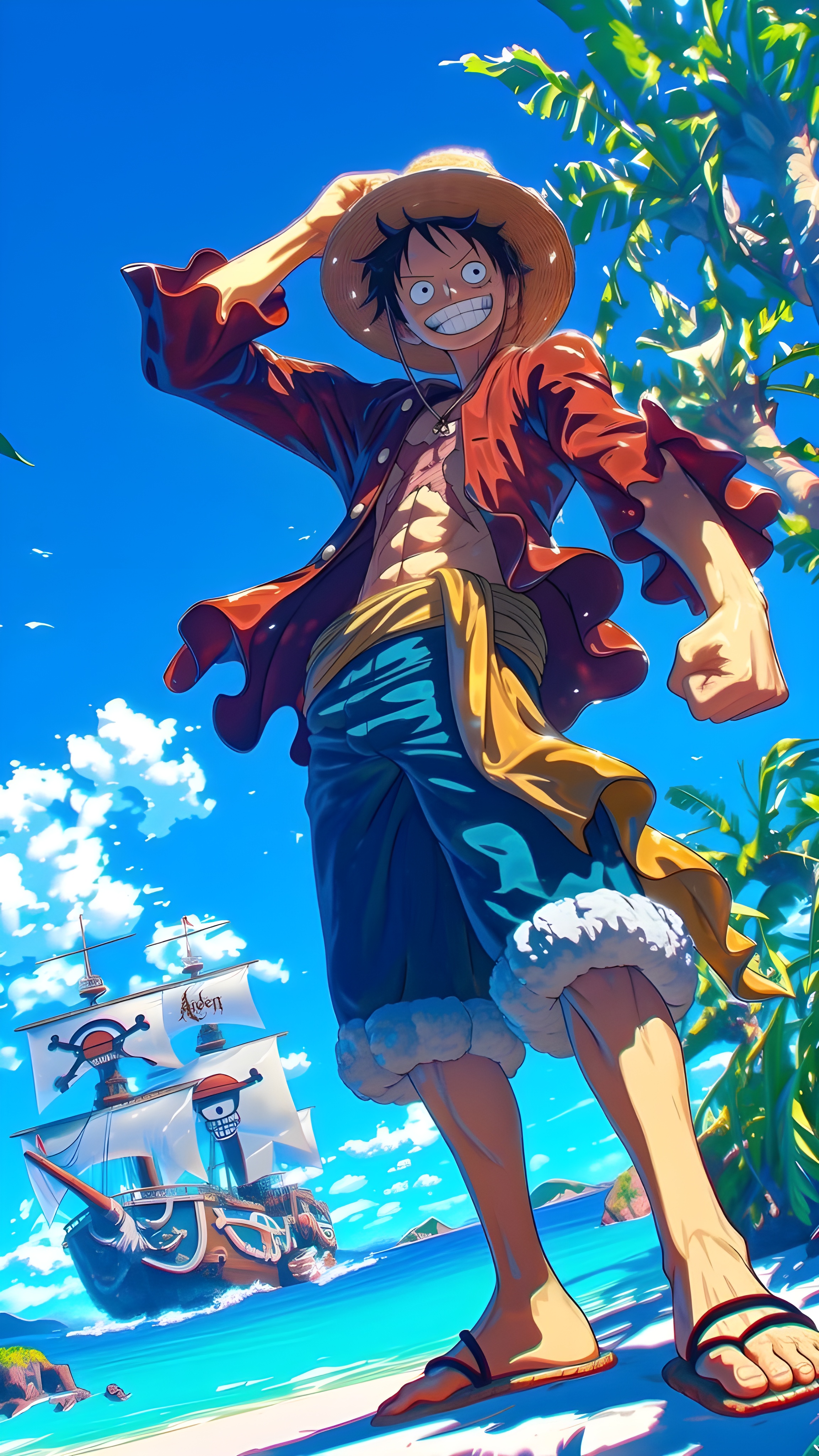 Luffy's Beach Adventure - one piece wallpaper for OpersCraft