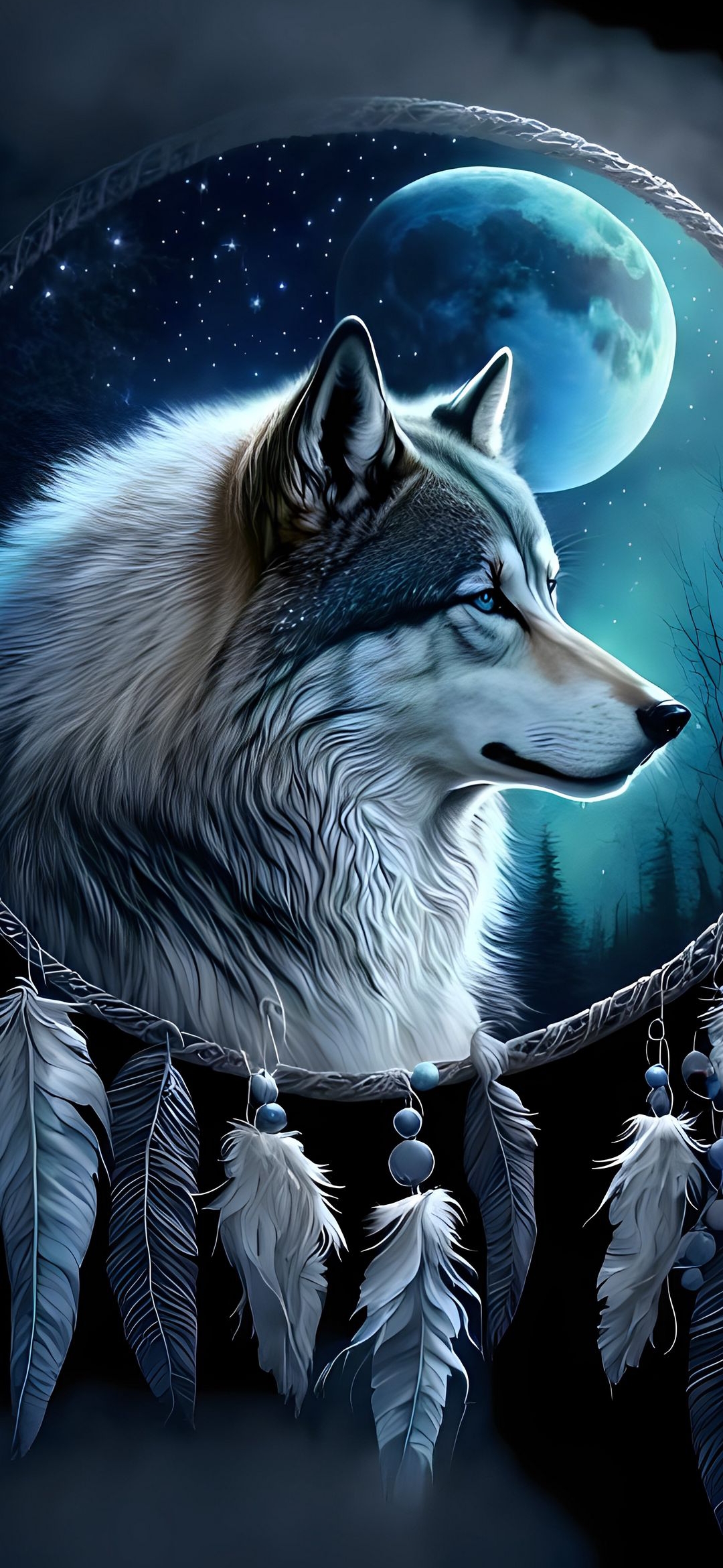 Lunar Wolf Dreamcatcher - wolf wallpaper for OpersCraft