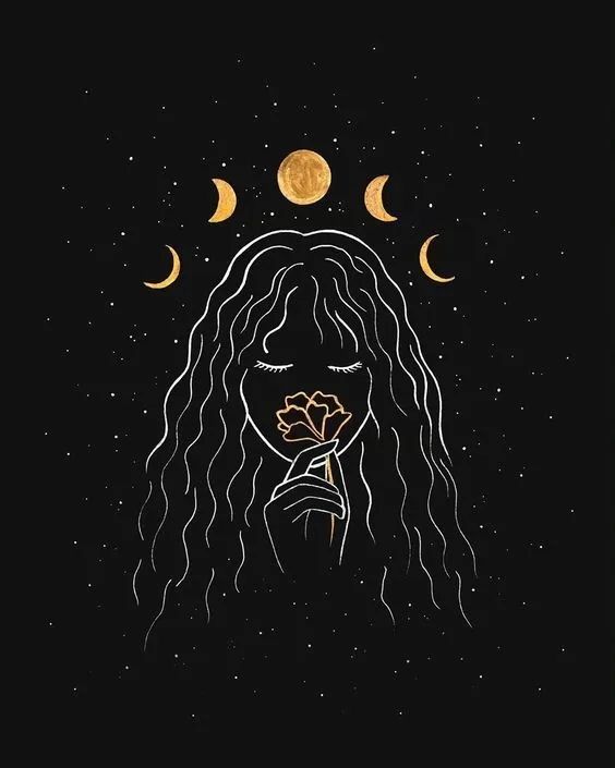 Lunar Woman and Flower - celestial wallpaper for OpersCraft