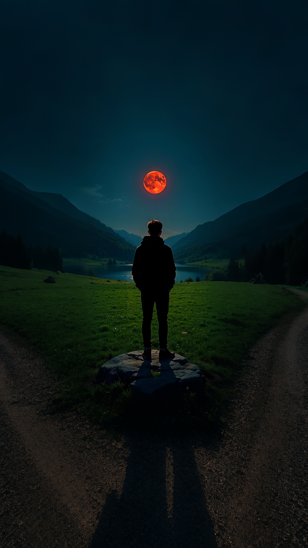 Man Under Blood Moon - nature wallpaper for OpersCraft