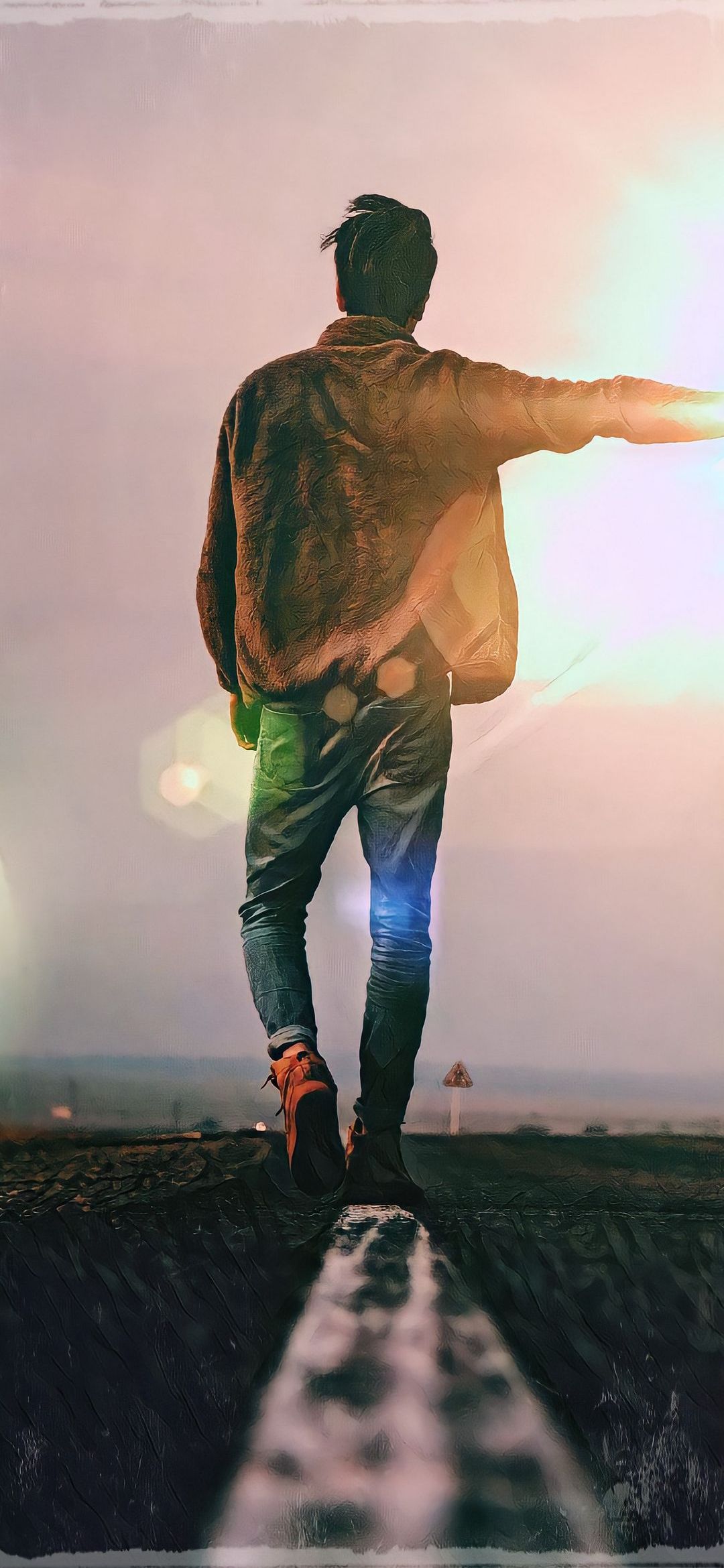 Man Walking Into Sunset - travel wallpaper for OpersCraft
