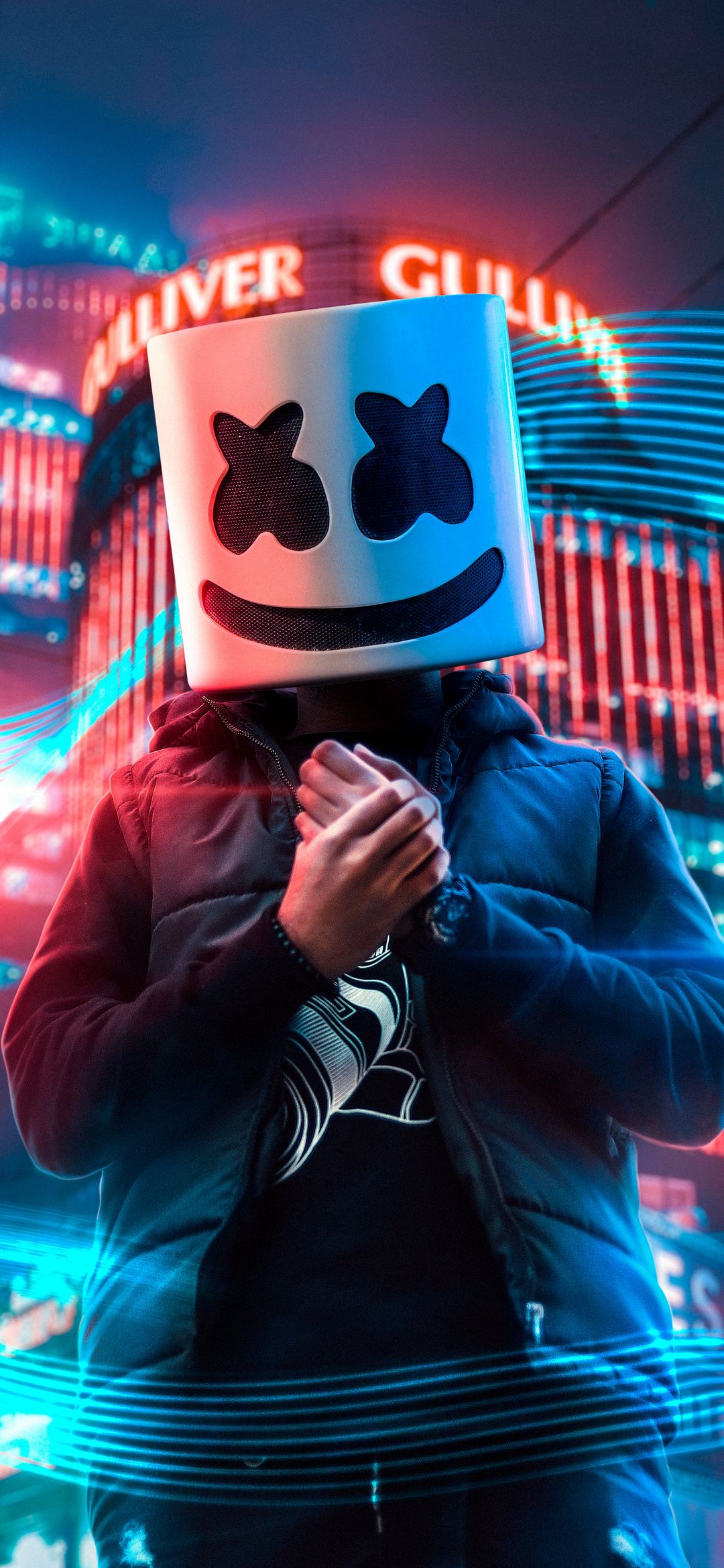 Marshmello Neon Cityscape - random wallpaper for OpersCraft