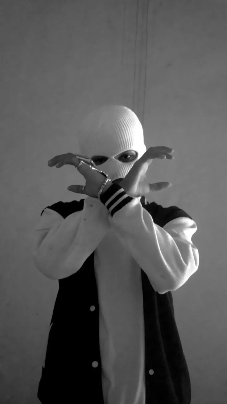 Masked_Figure_in_Handcuffs_Black_and_White - mask wallpaper for OpersCraft